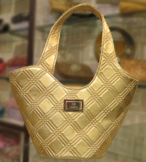 Zilleria Golden Ladies Hand Bag